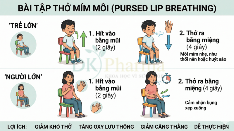 Bài tập thở mím môi cho người lớn và trẻ em