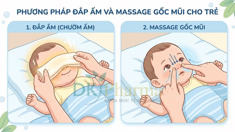 Massage gốc mũi cho bé