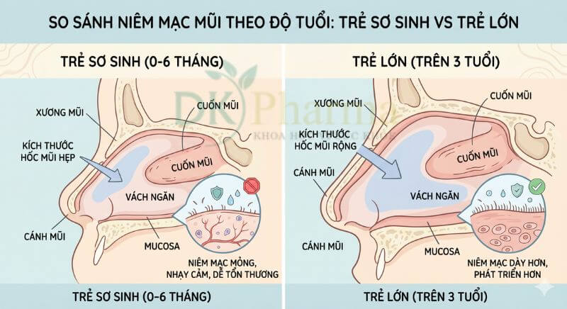So Sánh Niêm Mạc Mũi Theo độ Tuổi
