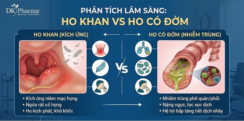 So sánh ho khan và ho có đờm