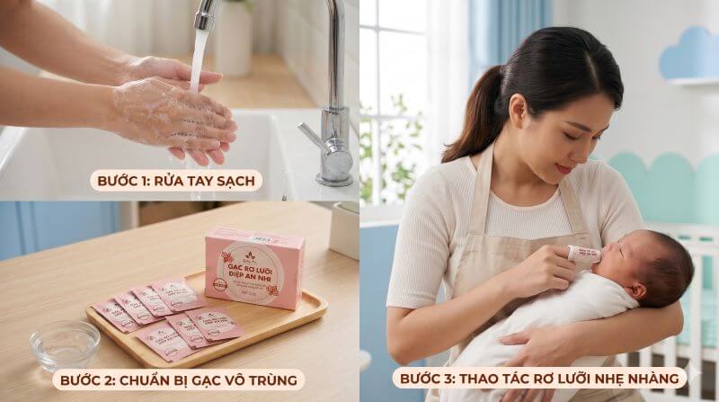 Quy trình rơ lưỡi cho bé