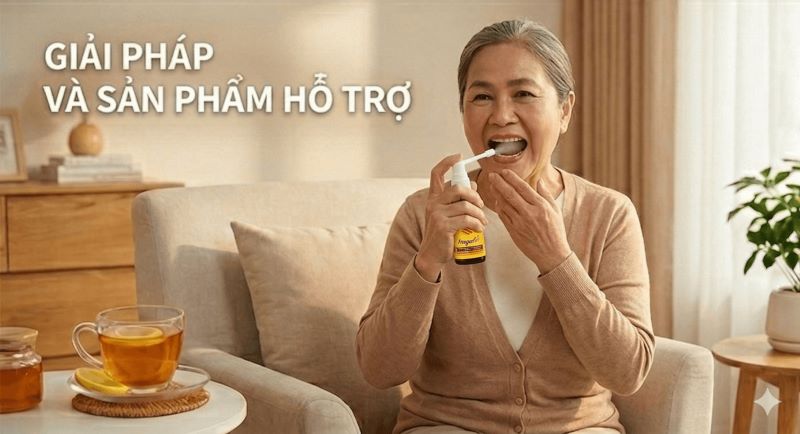 Xịt họng keo ong hỗ trợ chăm sóc họng cho người lớn tuổi