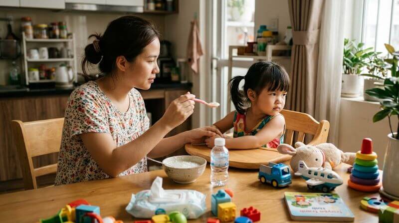 Bé biếng ăn dù mẹ tìm mọi cách 