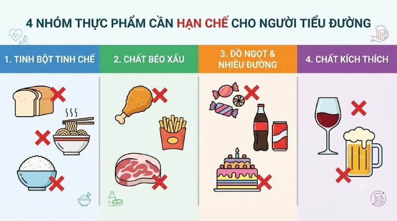 Thực phẩm người tiểu đường cần hạn chế ăn