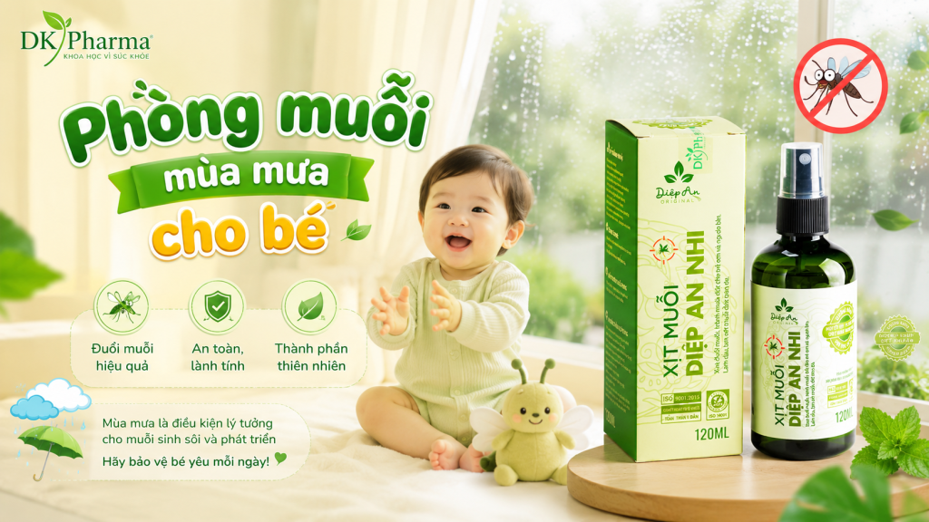 Phòng muỗi cho bé mùa mưa ẩm