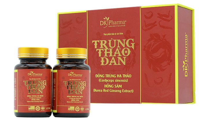 Viên uống Trùng Thảo Đan chứa đông trùng hạ thảo, tổ yến, hồng sâm